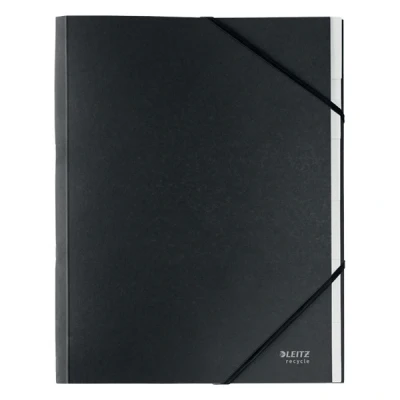 Image of Leitz A4 Card Divider Book File, Integrated Index with 6 Compartments, Elastic Band Closure, 100% Recyclable, Eco Friendly, Recycle Range, 39140095, Black