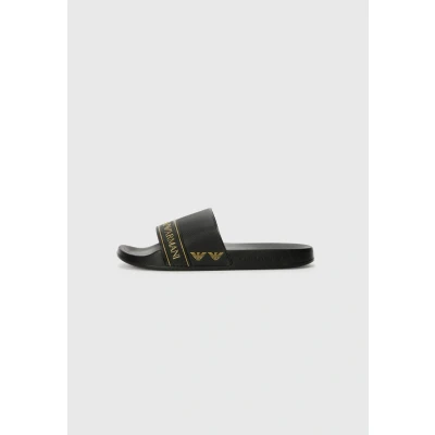 Image of EA7 Emporio Armani Water Sports Unisex Pool slides, Size: 5, Full black/gold Synthetics