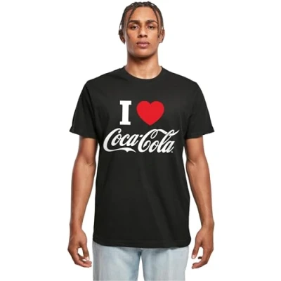 Image of Merchcode COCA COLA I LOVE COKE Print Tshirt, Men&#039;s, Size: XS, Black