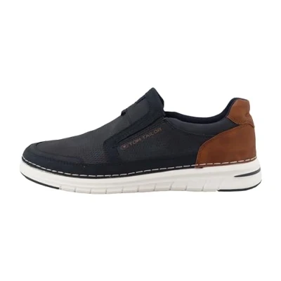 Image of TOM Tailor Slipons, Men&#039;s, Size: 10.5, Navy Imitation leather/ textile
