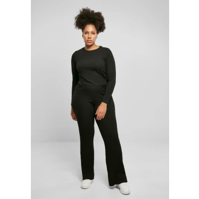 Image of Urban Classics Women&#039;s Flared Rib Knit Leggings, black, L