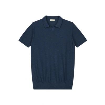 Image of Dstrezzed S/S Melange SLUB Polo shirt, Men&#039;s, Size: Small, Dk navy