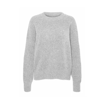 Image of VERO MODA Women&#039;s Vmboom LS O Neck Pullover Ga Noos, Light Grey Mix, M