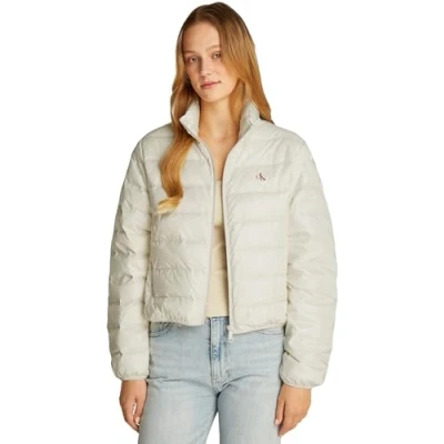 Image of Calvin Klein Jeans Shine Puffer Down jacket, Women&#039;s, Size: Large, Ivory