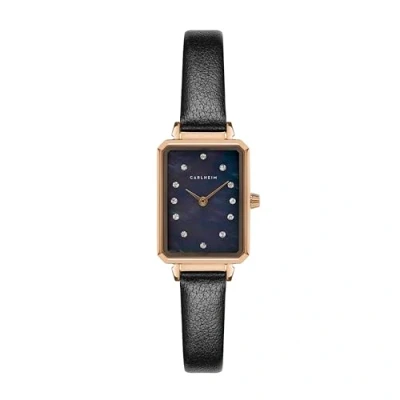 Image of Carlheim Women&#039;s Watches Mila Petite Square 2620, Mop Black, Rose Gold, Classic