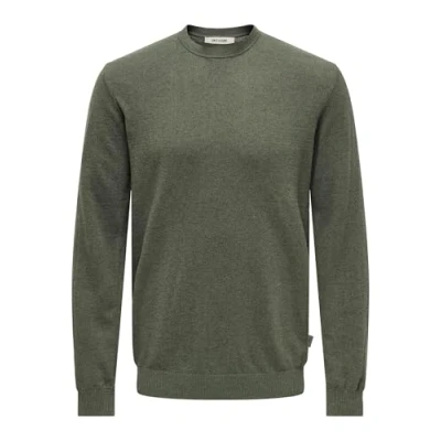 Image of Only &amp; Sons Normal Geschnitten Rundhalsausschnitt Jumper, Men&#039;s, Size: Medium, Castor gray