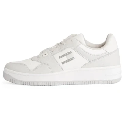 Image of Tommy Jeans Retro Basket Cupsole Tumble Trainers, Men&#039;s, Size: 6.5, Stratus grey Leather
