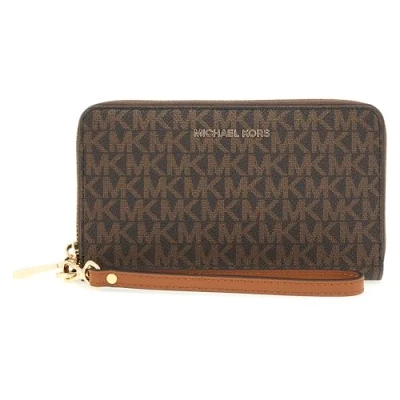 Image of Michael Kors JET SET FLAT CASE Wallet, Women&#039;s, Size: One Size, Brown