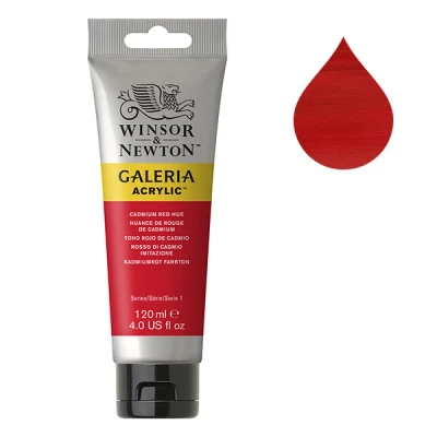 Image of Winsor &amp; Newton 2131095 Galeria Acrylic Paint, High Pigmentation, Non fading, Butter Consistency, 120 ml Tube, Cadmium Red