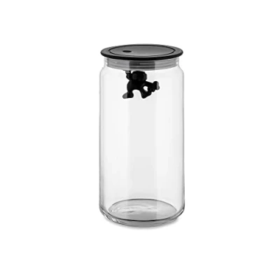 Image of Alessi Storage Jar Gianni A Little Man Holding On Tight AMDR06 B Black 1.4 L by Mattia Di Rose