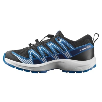 Image of Salomon XA PRO V8 Unisex Hiking shoes for kids, Size: 5, Black/white/french blue Synthetics/textile