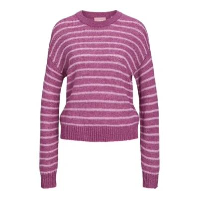 Image of JJXX Jxpenelope CREW NECK Jumper, Women&#039;s, Size: XS, Fuchsia red stripesmoonlite mauve