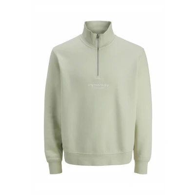 Image of Jack &amp; Jones Jorvesterbro Quarter Sweatshirt, Men&#039;s, Size: Small, Celadon tint