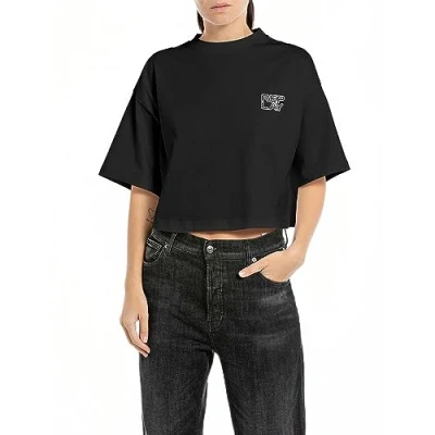 Image of Replay Basic Tshirt, Women&#039;s, Size: XL, Black