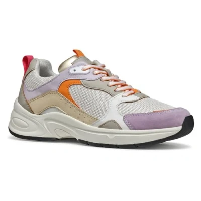 Image of Geox Zarvia Trainers, Women&#039;s, Size: 5, Off white/lilac Imitation leather/ textile