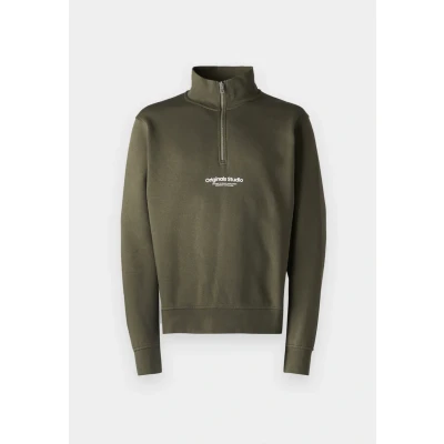 Image of Jack &amp; Jones Jorvesterbro Quarter ZIP NOOS Sweatshirt, Men&#039;s, Size: XS, Khaki