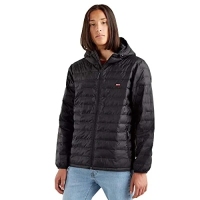 Image of Levi&#039;s Men&#039;s Presidio Packable Hooded Lightweight Jacket, Mineral Black, XL