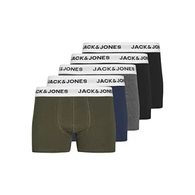 Image of Jack &amp; Jones Junior Jacbasic White Trunks 5PACK Pants for kids, Size: 8y, Black/navy blazer/forest night