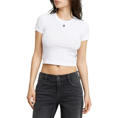Image of G STAR Cropped MINI SLIM Basic Tshirt, Women&#039;s, Size: Small, White