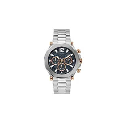 Image of Guess US Men&#039;s Silver Tone Cut Through Multifunction Watch, Tone/Silver Tone/Blue, GW0539G1