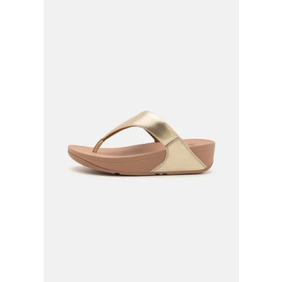 Image of Fitflop LULU Tbar sandals, Women&#039;s, Size: 4, Platino Leather