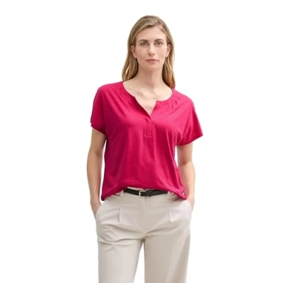 Image of TOM Tailor Basic Tshirt, Women&#039;s, Size: XL, Raspberry red