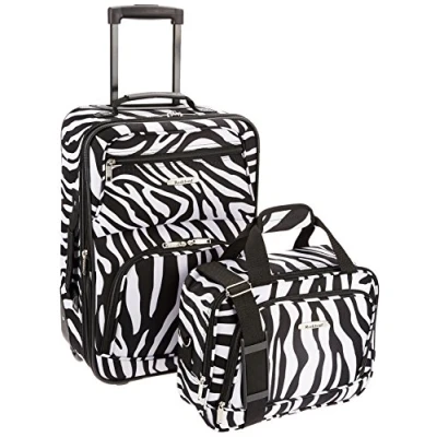 Image of Rockland Fashion Softside Upright Luggage Set, Zebra, One Size, Set
