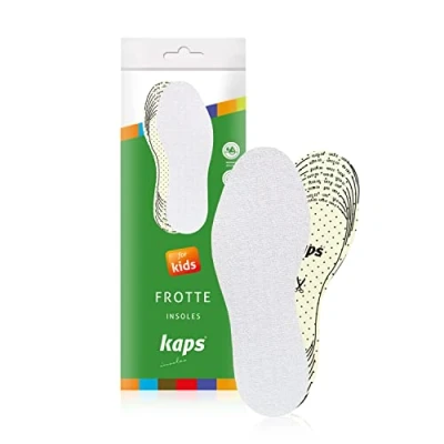 Image of Kaps Comfortable Frotte Insole for KIDS CUT TO FIT kids, Size: One Size, White shoes