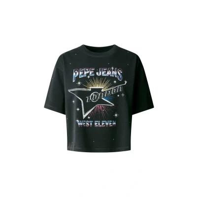 Image of Pepe Jeans Louise Print Tshirt, Women&#039;s, Size: Small, Black