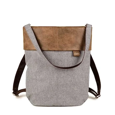 Image of Zwei Olli OR12 Backpack Handbag, 7 Litres, Water Repellent, High Quality Faux Leather, Good Interior with Padded Laptop Compartment, Zip, &amp; Shoulder Bag, 2 in 1, Ice, 34 x 33 14 cm, Classic