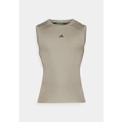 Image of adidas Performance Techfit Sleeveless Top, Men&#039;s, Size: XL, Silver pebble