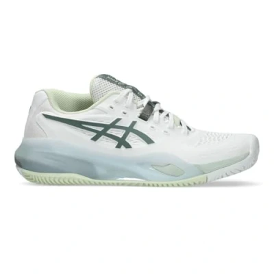 Image of Asics GEL Resolution X Clay court tennis shoes, Women&#039;s, Size: 4, White/monument blue shoes