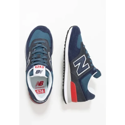 Image of New Balance 574 Unisex Trainers Stone blue outerspace (ML574EAE), Size: 9, (ml574eae) Leather and textile