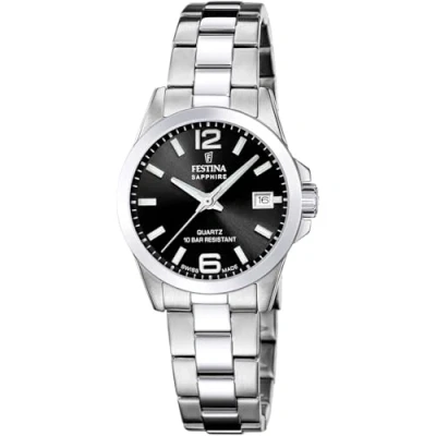 Image of Festina Women&#039;s Watch F20049/6 Swiss Made Classic Steel Case 316L Stainless Silver Strap Silver, Black/White, Bracelet