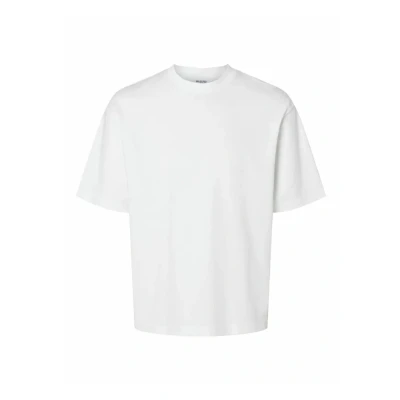 Image of Selected Homme Slhlooseoscar O NECK TEE Basic Tshirt, Men&#039;s, Size: Small, Bright white
