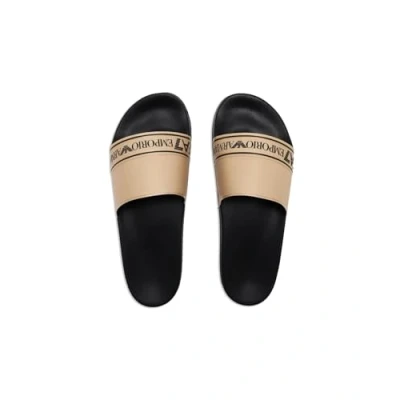 Image of EA7 Emporio Armani Water Sports Unisex Pool slides, Size: 5, Black/gold Synthetics