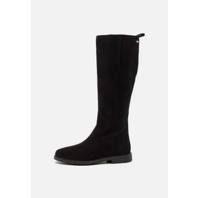 Image of Tommy Hilfiger FLAG LONG BOOT ZIP Boots, Women&#039;s, Size: 4, Black Suede