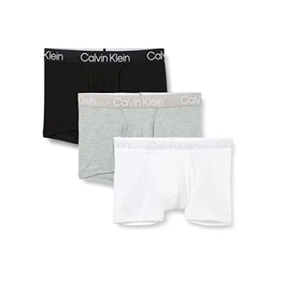 Image of Calvin Klein Underwear Trunk 3 PACK Pants, Men&#039;s, Size: XL, White/black/grey heather