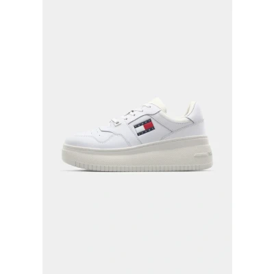 Image of Tommy Jeans Retro Basket Flatform Trainers, Women&#039;s, Size: 3.5, White Leather and textile