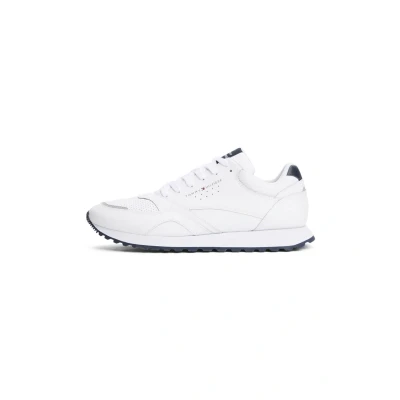 Image of Tommy Hilfiger Men’s New EVA Leather Runner Trainers, White, 9 UK