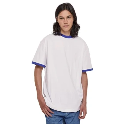 Image of Urban Classics Ringer TEE Basic Tshirt, Men&#039;s, Size: XXL, White royal