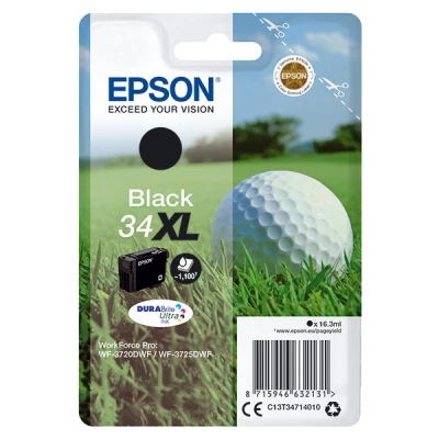 Image of Epson 34XL Black Golfball Genuine High Yield, DURABrite Ultra Ink Cartridge