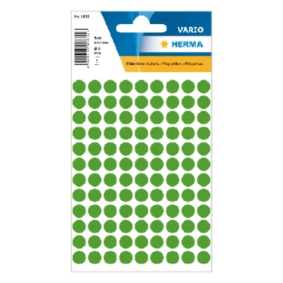 Image of HERMA Dot Stickers Green, 540 Labels, Ø 8 mm, 108 Labels per Sheet, Self Adhesive Round Colour Stickers, Blank Marking Dots, Sticky Circle for Color Coding Calendar