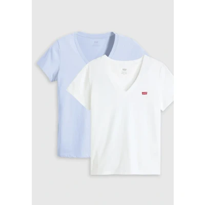Image of Levi&#039;s Women&#039;s 2pack Perfect Vneck Tees T Shirt, 2 Pack V Neck Kentuc, XS