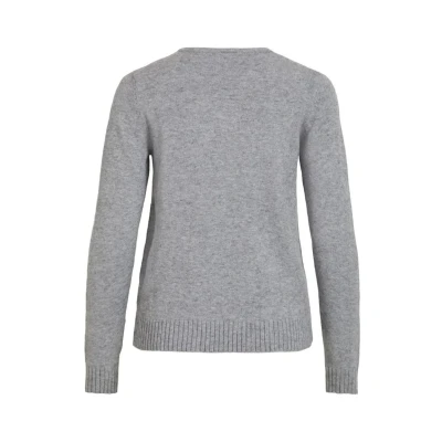 Image of VILA Vneck Jumper, Women&#039;s, Size: XXL, Medium grey melange