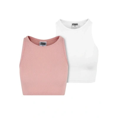 Image of Urban Classics Cropped 2PACK Top, Women&#039;s, Size: 3XL, Lemonadepink white