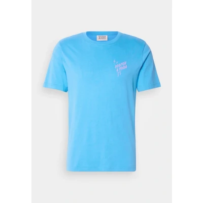 Image of Scotch &amp; Soda Regular FIT LEFT Chest LOGO Print Tshirt, Men&#039;s, Size: Small, Aqua blue