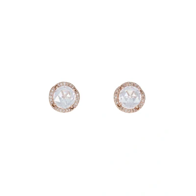 Image of kate spade new york PAVE Round Large Studs Earrings Clear/rose goldcoloured, Women&#039;s, Size: One Size, gold coloured