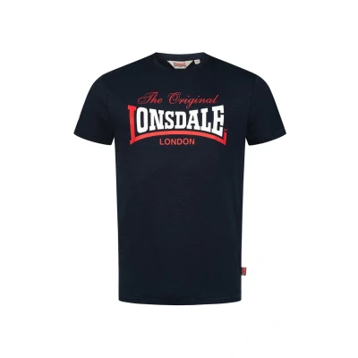Image of Lonsdale Normale Passform Aldingham Print Tshirt, Men&#039;s, Size: 3XL, Dark navy red white