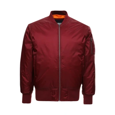 Image of Urban Classics Basic Jacket Bomber Jacket, Men&#039;s, Size: Small, Burgundy